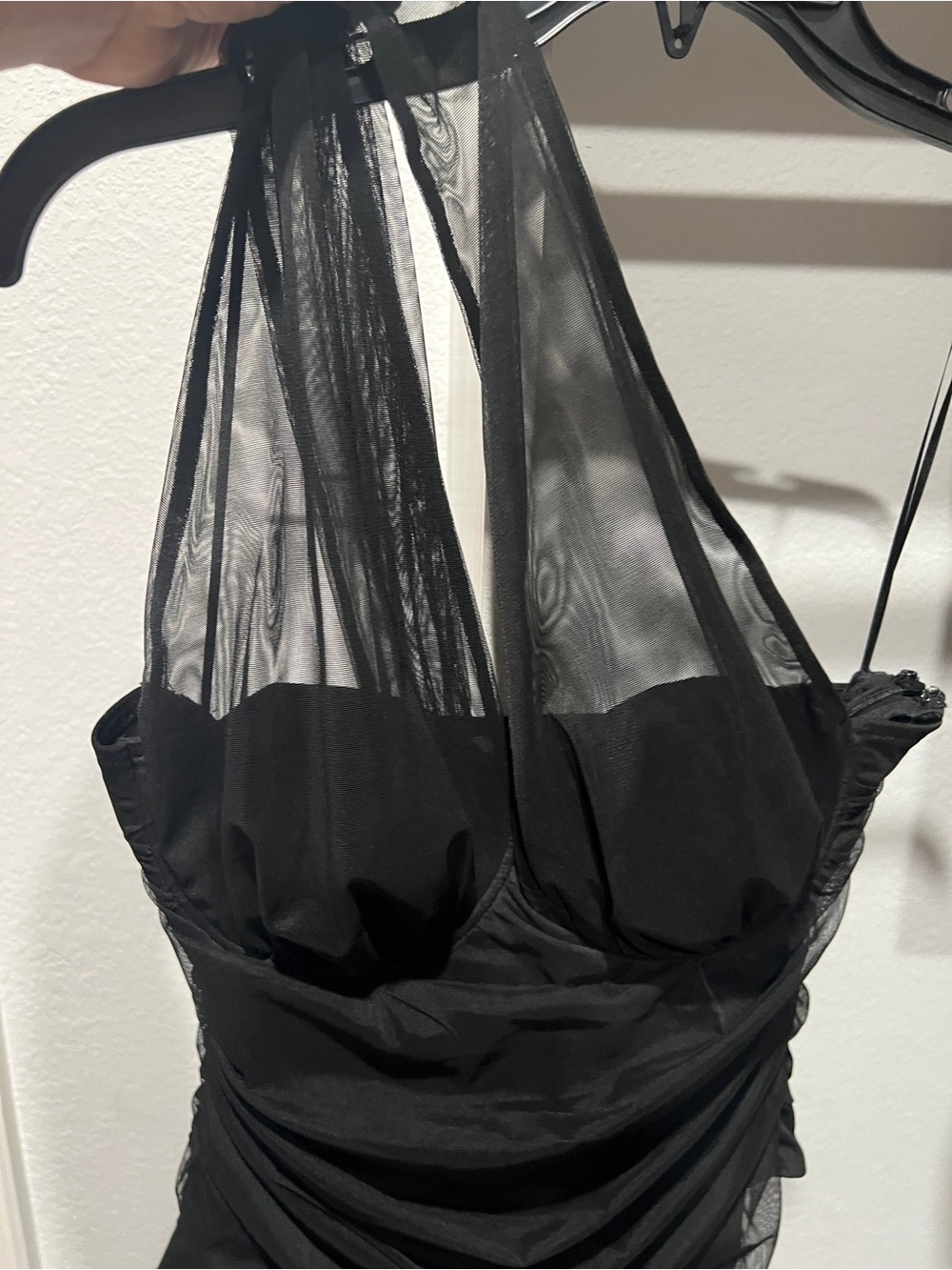 Le Lis Black Sheer Halter Chemise